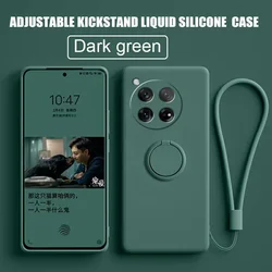 Case for OnePlus 13 12 Cases Liquid Silicone Ring Stand Phone Shell Coque for OnePlus 1+12 13 Cover ShockproofBumper Back Funda