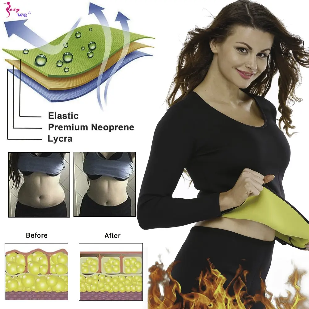 SEXYWG Sauna Top for Women Weight Loss Shirt Slimming Body Shaper for Woman Fitness Long Sleeve Workout Sport Gym Sportwear