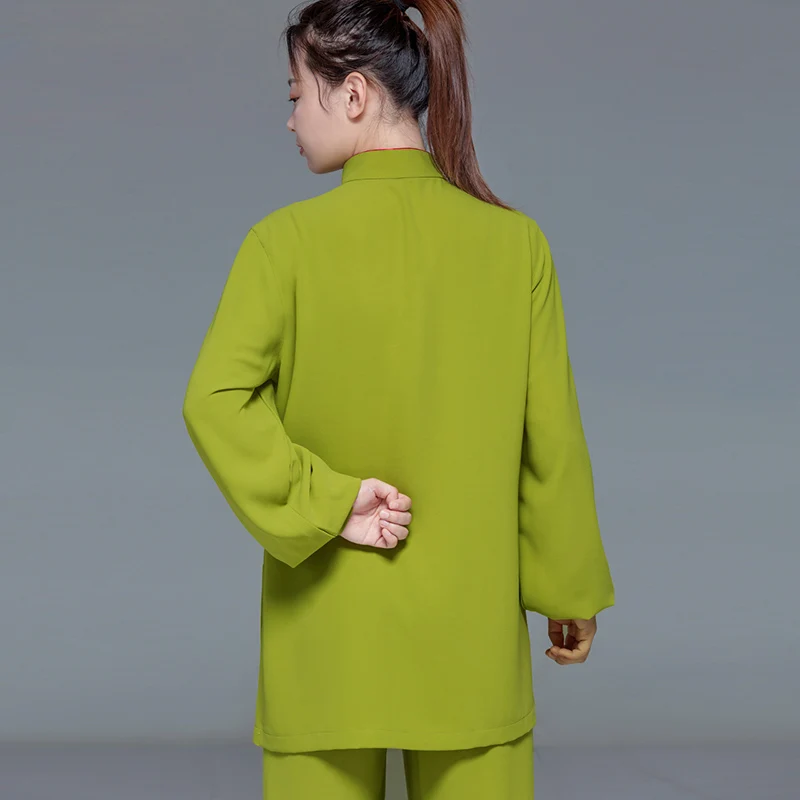 Women's New Embroidery Flowy Spring/Autumn Tai Chi Practice Uniform - Starlight Linen for Tai Chi Performance and Competition
