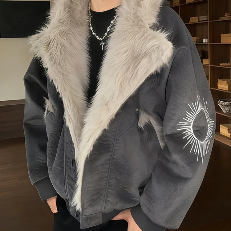 

Men's ort Cotton Jaet Winter Warm Embroidery Cloud Turtle Fce Lined Mount Tai Eagle Structure Cotton Coat Youth Casual