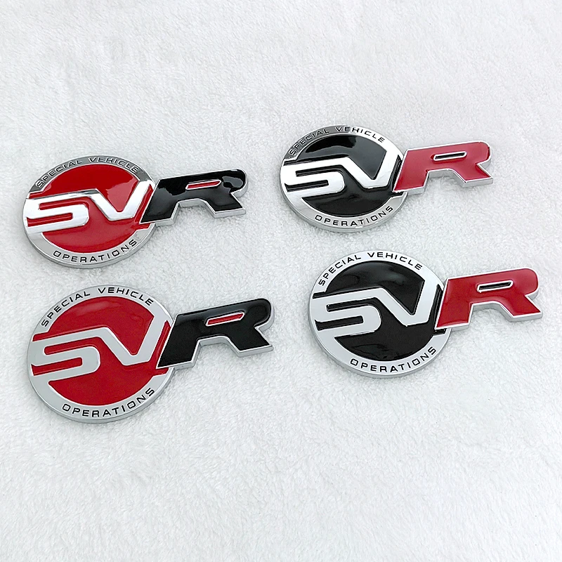 3d Metal Red Black Logo SVR Emblem Car Front Grill Badge Trunk Decal For  L494 Sport SVR Sticker Accessories