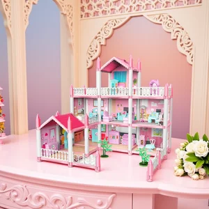 3D DIY Dream Princess Castle Villa Assembly Doll House Set Toy Girl Family Toy Children s Music Doll House Assembly Villa House