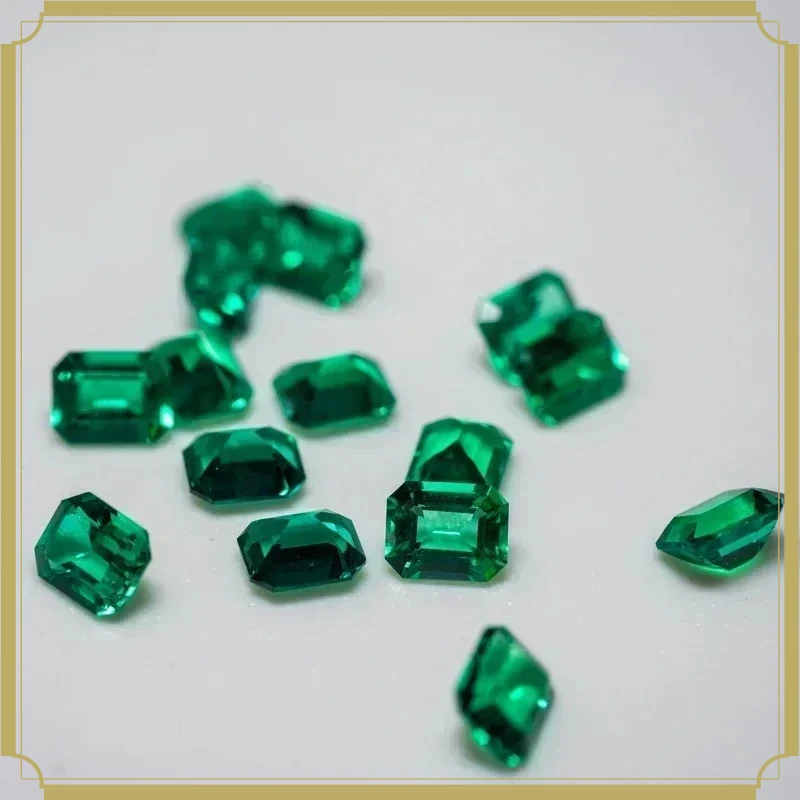 

Lab Grown Emerald Rectangle Shape Hydrothermal Colombia Size 4x5mm For Jewelry Making Materials Selectable AGL Certific