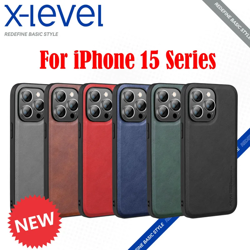 For iPhone 15 Pro Max Case X-Level Retro Leather + Soft TPU Back Cover for iPhone 15 Pro 울트라 케이스