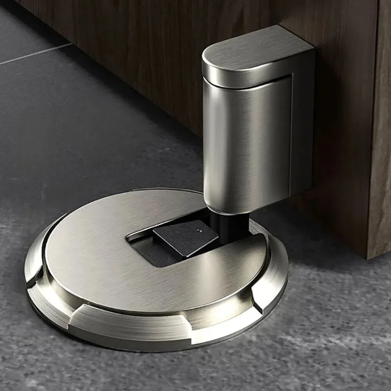 Zinc Alloy Mechanical Door Stop Nail Free Door Stopper Door Holders Catch Floor Stop Doorstop Furniture Door Hardware