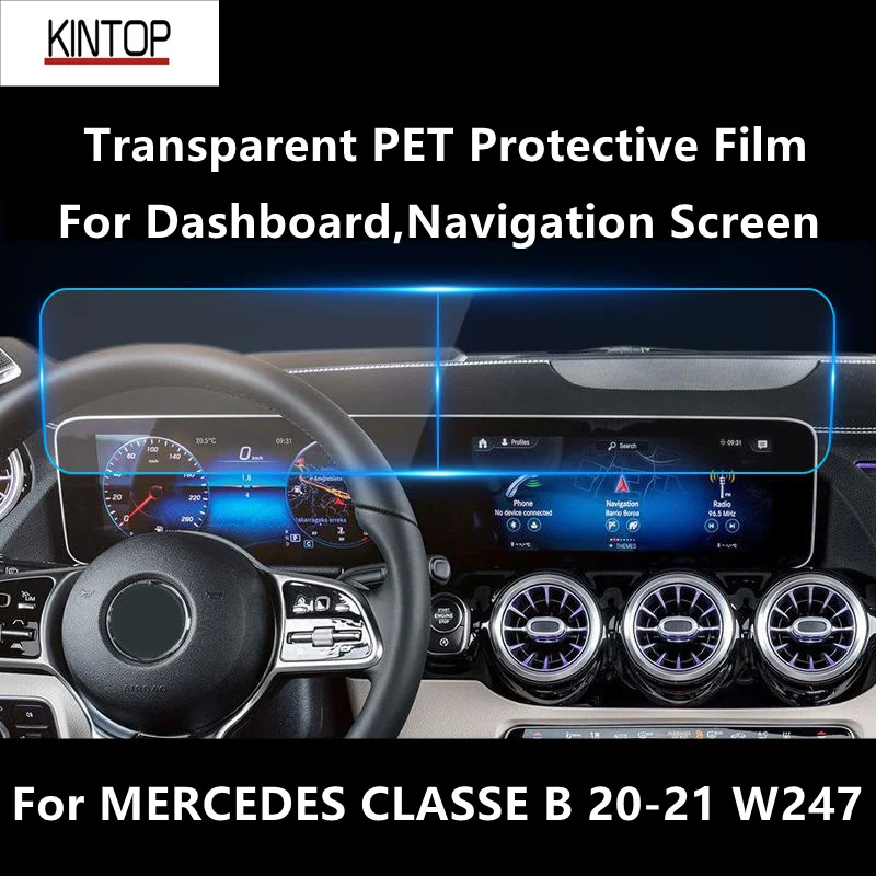 

For MERCEDES CLASSE B 20-21 W247 Dashboard,Navigation Screen Transparent PET Protective Film Anti-scratch Repair Film