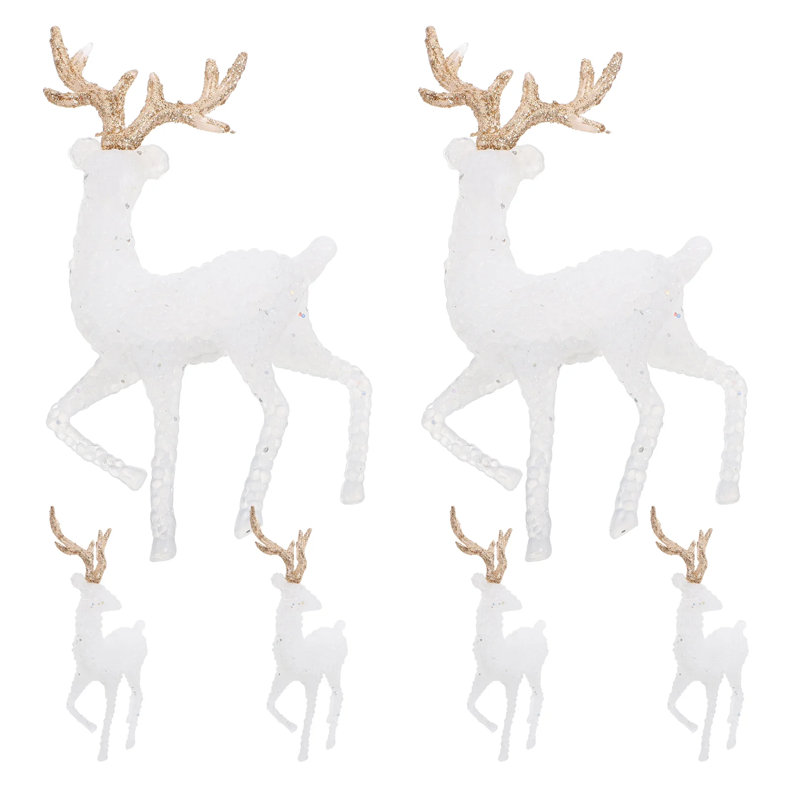 6 Pcs Deer Figurines Home Decor Reindeer Elk Decorations for Christmas Tree Tabletop Ornament White Plastic