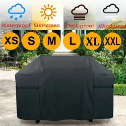 XS-XXXL Super Heavy Grill Cover Outdoor Garden Waterproof Grill Cover Black Portable Oxford Cloth Wear-resistant BBQ Cover