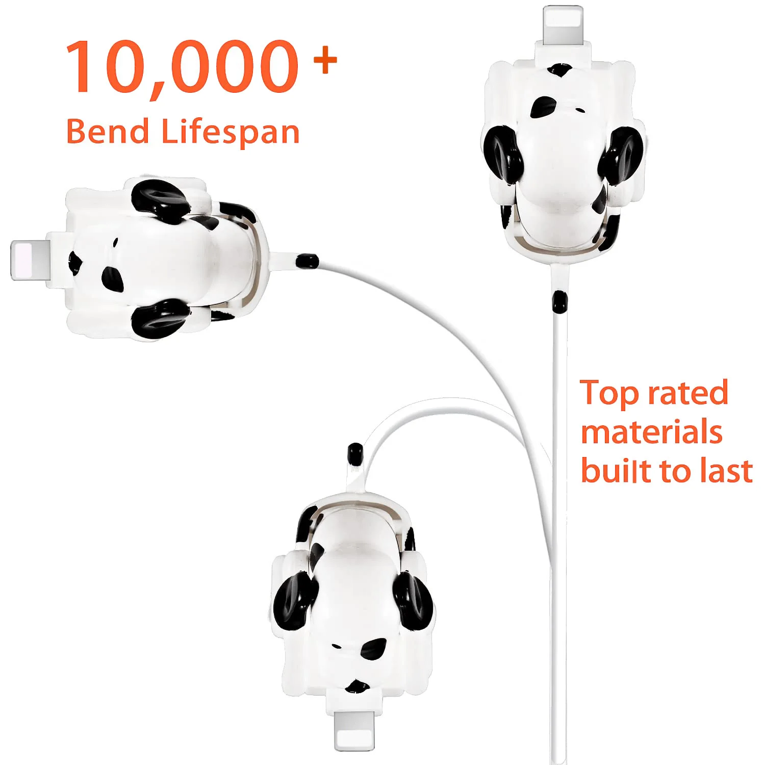 Kabel USB pengisi daya anjing bungkuk lucu untuk iPhone 13/12/11 dan lebih, kabel USB pengisi daya Cepat anjing berbintik bergerak