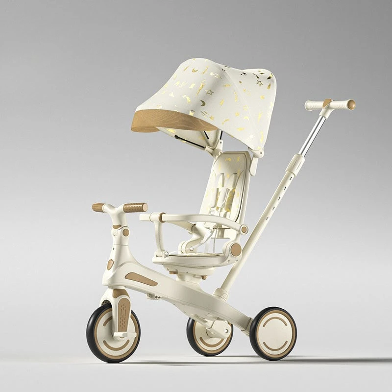 

Baby Trike Stroller Foldable Reversible Seat Anti-Tip Design Aircraft Fiber Frame EVA Quiet Wheels Breezy Canopy Walk Solution