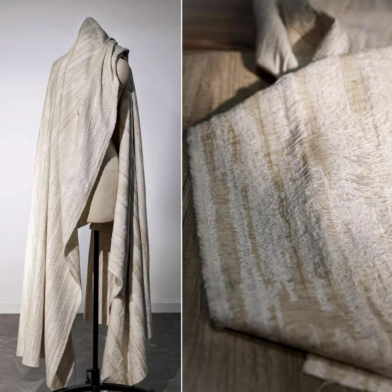 

Linen Creative Recycled Jacquard Fabric Cotton 3D Embossed Distressed Texture Coat Dress Sewing Accessories Material Wholesale