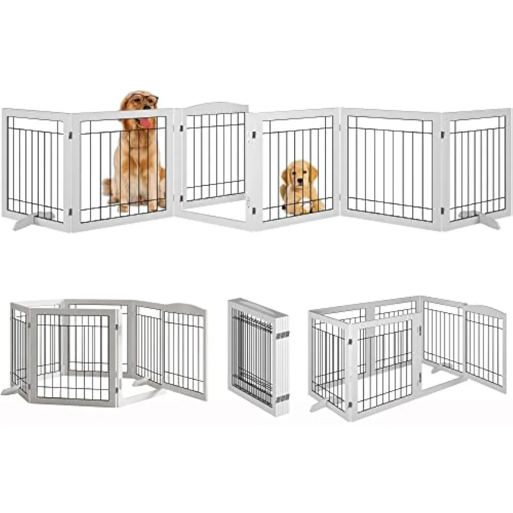 

Pet Puppy Safety Fence With 2PCS Support - White Freestanding Wire Pet Gate Dog Playpen for Animals Playpen for Dogs and Puppies