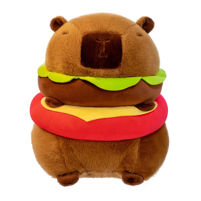 Juguete de peluche de hamburguesa Capybara Kawaii para niños, almohada de muñeca de Animal de simulación, regalo de cumpleaños, decoración del hogar, nuevo