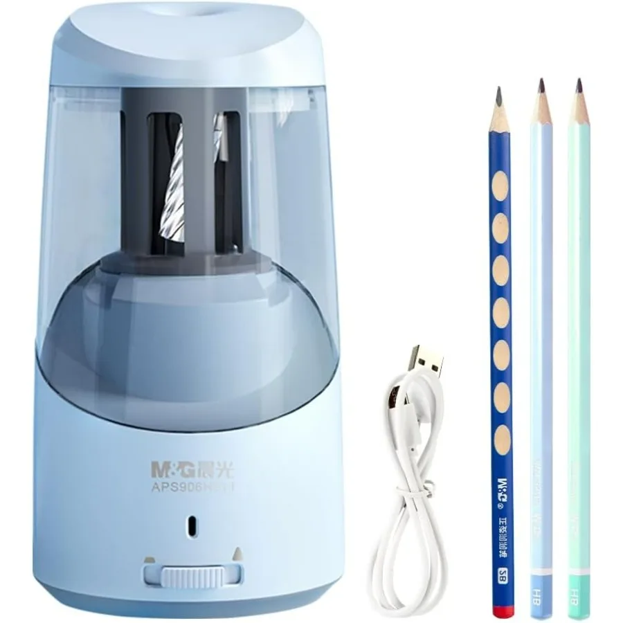 

Синяя электрическая точилка для карандашей, портативная автоматическая точилка для карандашей для цветных карандашей, автоматическая остановка, супер острый, быстрый, с питанием от USB