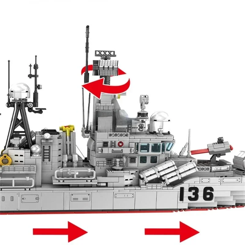 Military WW2 956 Model Warships Building Blocks MOC Battleship Bricks Kit Educational Toys for Children Gift