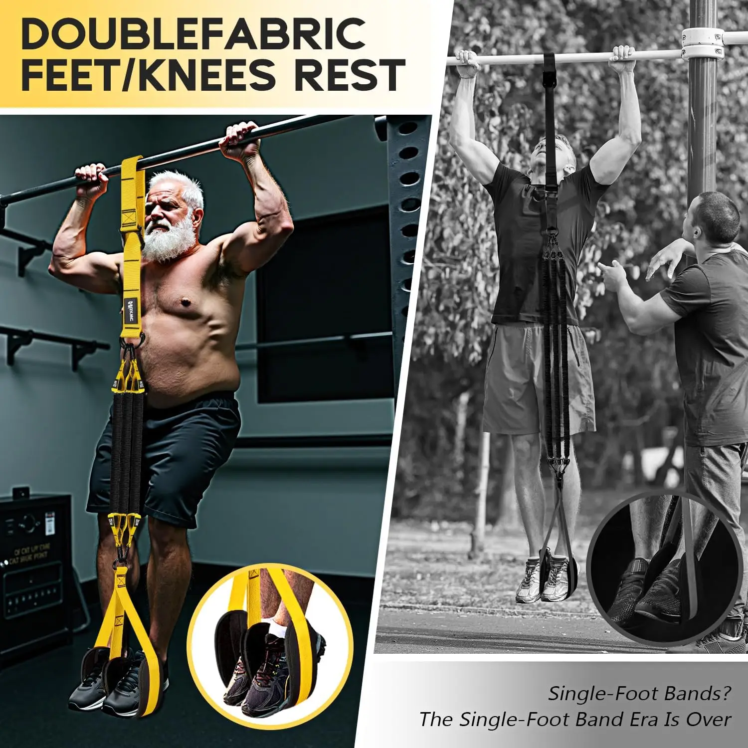Pull Up Assistance Bands, Adjustable Heavy Duty Resistance Band for Pull Up, 3 Pull Up Bands, Comfortable Fabric Feet/Knee Rest,