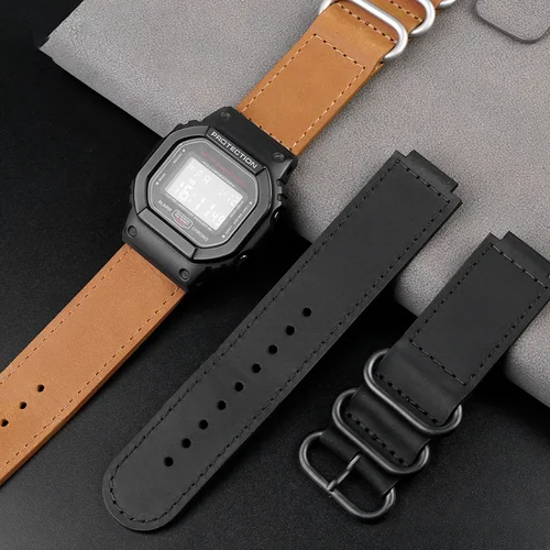 Imagen 2 del producto Pulsera de cuero genuino para reloj Casio, correa de piel de vaca retro modificada para G-SHOCK, serie GW-B5600, DW5600, DW5610, GM-5600, GW-6900