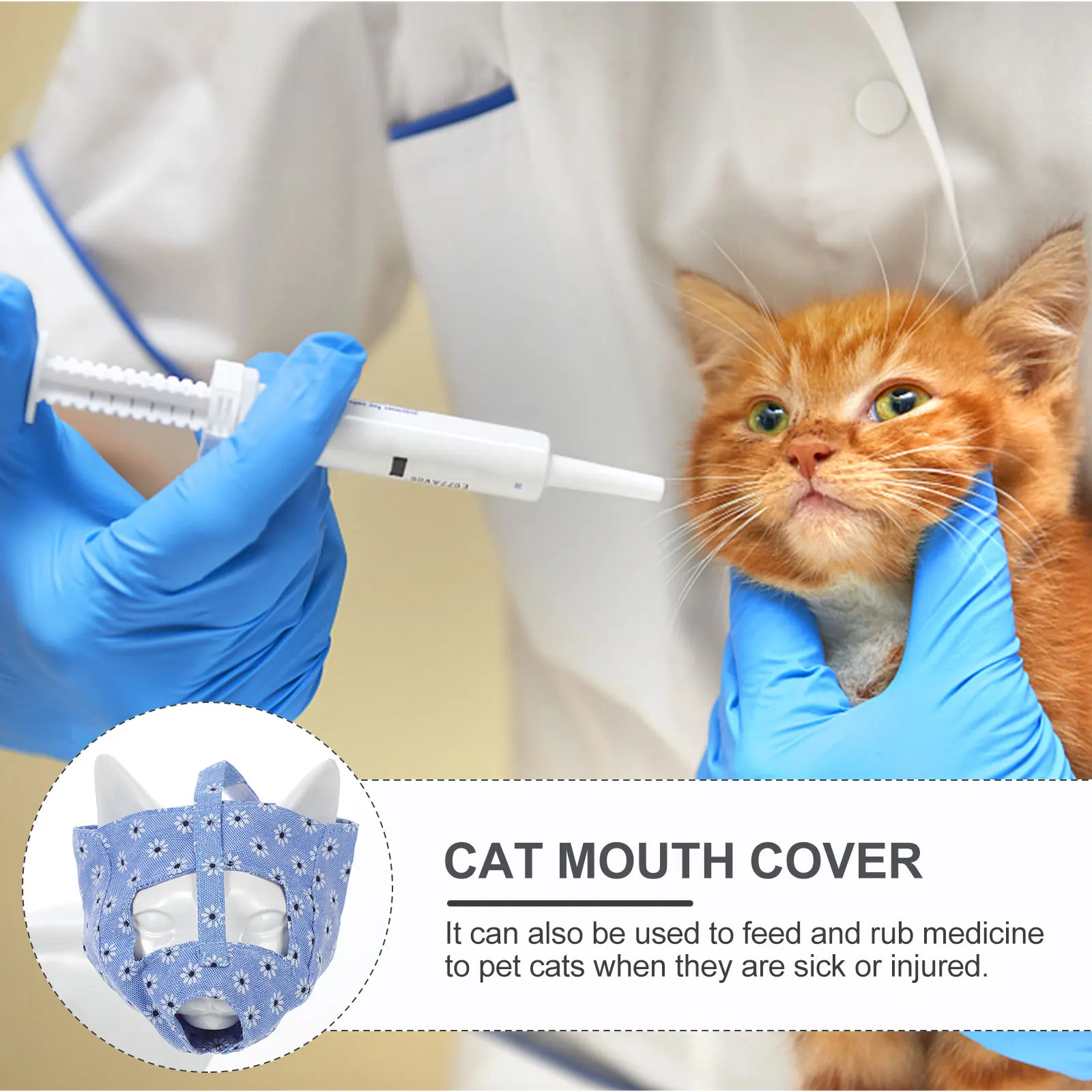 

Cat Muzzle Mask Cloth Pet Supplies Anti bite Mouth Cover for Cat Bathing Grooming Feeding Medicine Practical Design