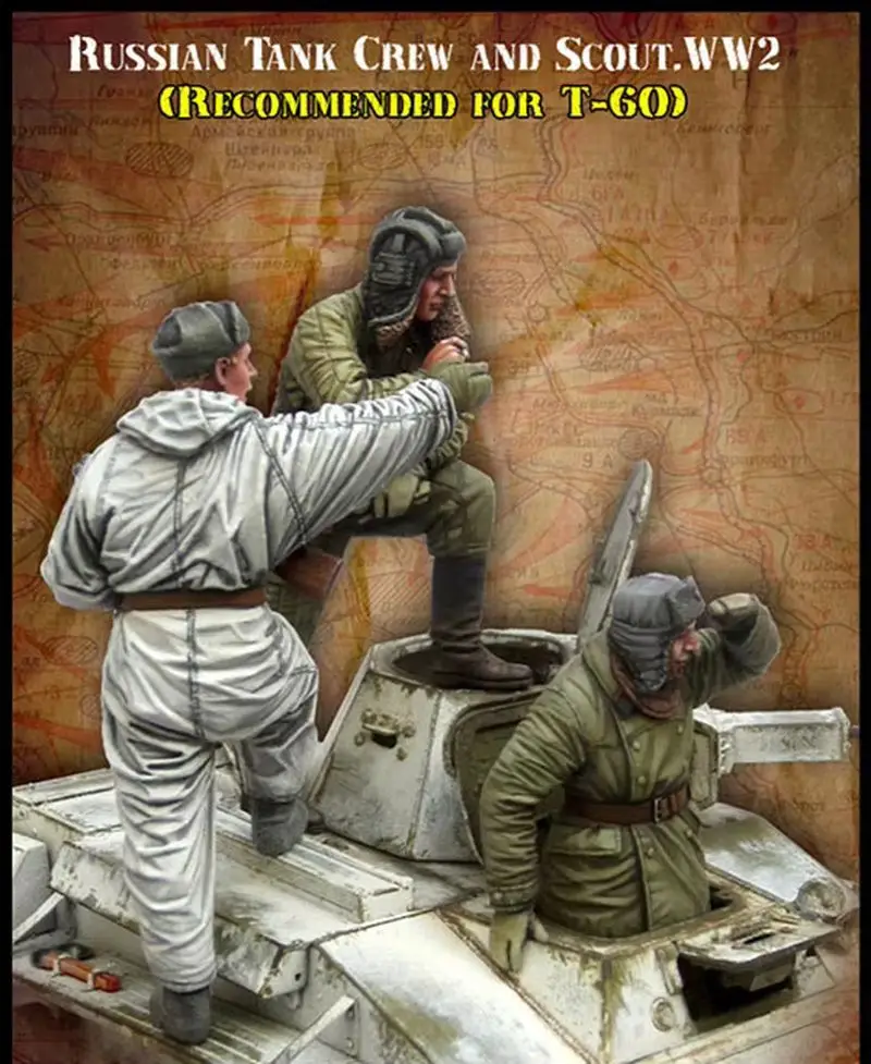 

1/35 Resin Soldier Model Kit World War Ii Soviet Tank Crew Three Person Set Gk White Model Handmade Unassambled And Unpainted
