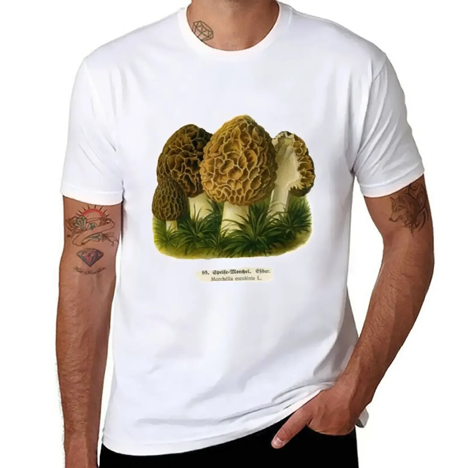 Summer custom  heavyweight Informal Morchella Esculenta Morel Mushrooms T-Shirt cute tops summer tops t shirts for men cotton