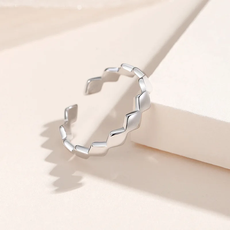 RYJU-anillo geométrico ajustable de Plata de Ley 925, joyería Simple diaria, joyería de moda, anillo de roca, regalo de joyería de boda estético