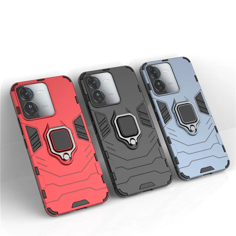 For iQOO Z9 Case For Vivo iQOO Z9X Z9 5G Cover 6.67 inch Armor Finger Ring Hard Shockproof Protective Bumper For iQOO Z9 Z9X