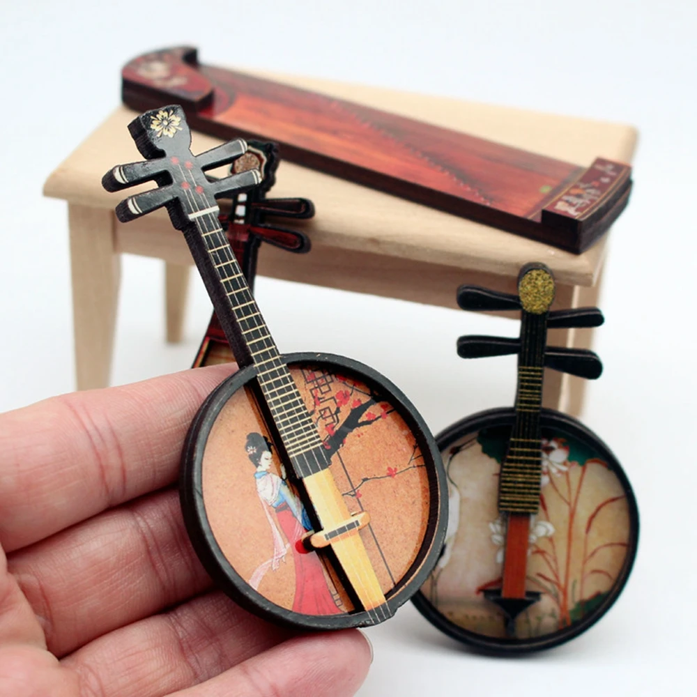 Dollhouse  Chinese Style Pipa National Musical Instrument Guzheng Guqin Mini Furniture Model Shooting Doll Accessory Toy