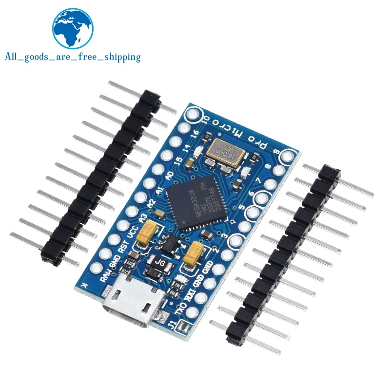 TZT Pro Micro ATmega32U4 5V 16MHz Chip Original reemplazar ATmega328 para Arduino Pro Mini con cabezal de 2 filas de pines para Leonardo UNO R3