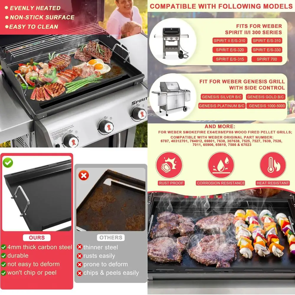 

Weber Spirit 300 Series Full-Size Carbon Steel Griddle Insert for E-310, E-320, E-330, S-310, SP-310 Grills