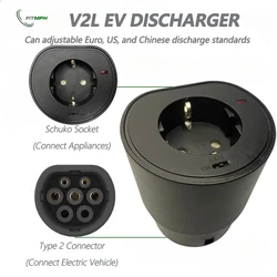 FITMPH V2L EV déchargeur, Type 2 à la prise Schuko standard de l'UE, 2.5kW 10A 220V MAX, compatible avec V2L IEC62196-2 2 EVs