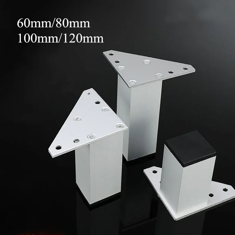 4pcs Square Metal Furniture Leg Cabinet Coffe Table Legs Thick Aluminum Alloy for TV Cabinet Sofa Foot Support Bed Riser