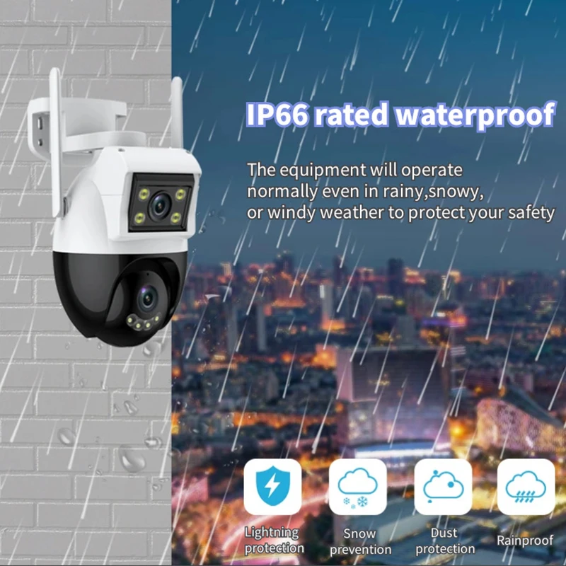 2K Умная домашняя Wi-Fi камера 4MP Открытый двойной объектив Беспроводная полноцветная беспроводная PTZ IP-купольная камера видеонаблюдения Камера безопасности