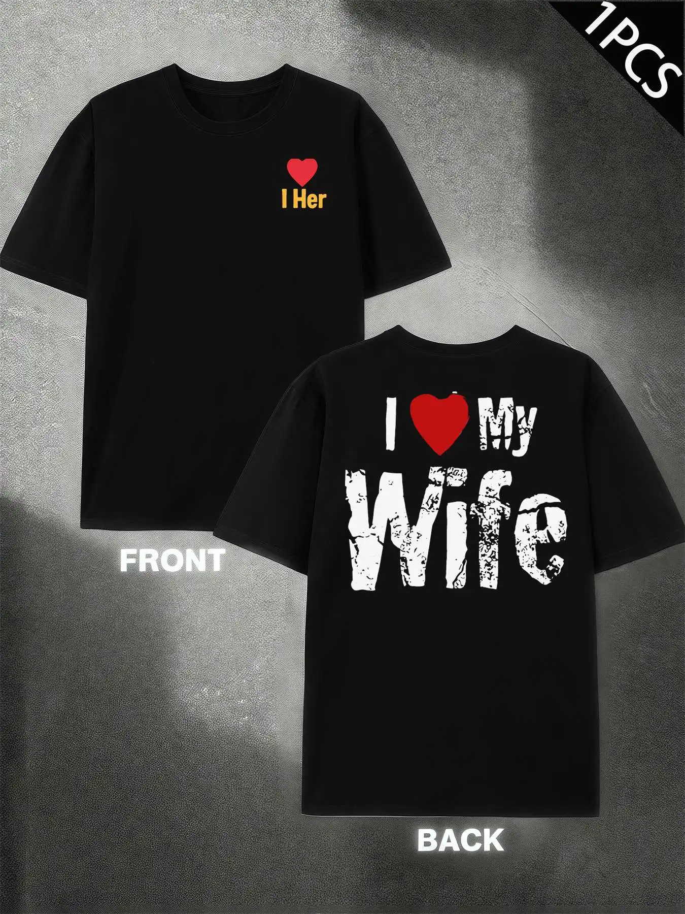 

I Love My Wife TShirt Men's Double-Sided printed Fashionable Casual Crew Neck 220gsm Pure Cotton T-Shirt