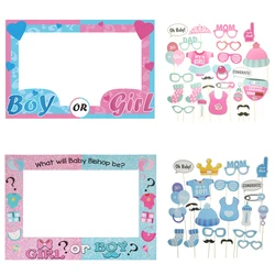 Boy Or Girl Photo Booth Props Gender Reveal Party Photobooth Props Frame Handheld Baby Shower Happy Birthday Decoration Supplies