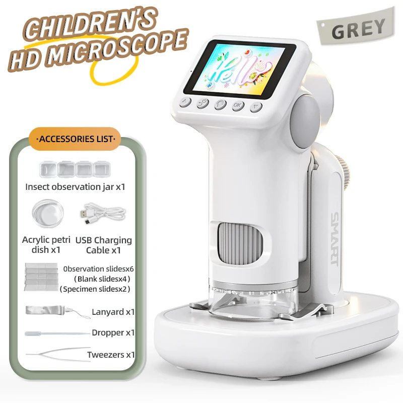 เด็กกล้องจุลทรรศน์ของเล่น 1600X ดิจิตอล 2 "หน้าจอ, การทดลองชุดเครื่องมือการทดลองวิทยาศาสตร์ชีววิทยากล้องจุลทรรศน์ของเล่นของเล่นเพื่อการศึกษา