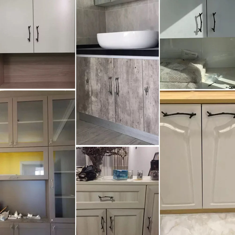 

10pcs Zinc Alloy Cabinet Handles Branches Shaped Modern Furniture Knobs For Kitchen Drawer Wardrobe Pull Skid Resistant