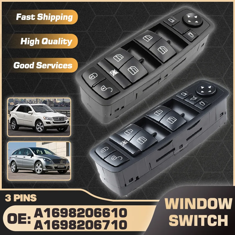 

For Mercedes-Benz M-Class W164 2005-2011 Mercedes-Benz R-Class W251 2006-2019 Master Power Window Switch Button A1698206610 3 Pi