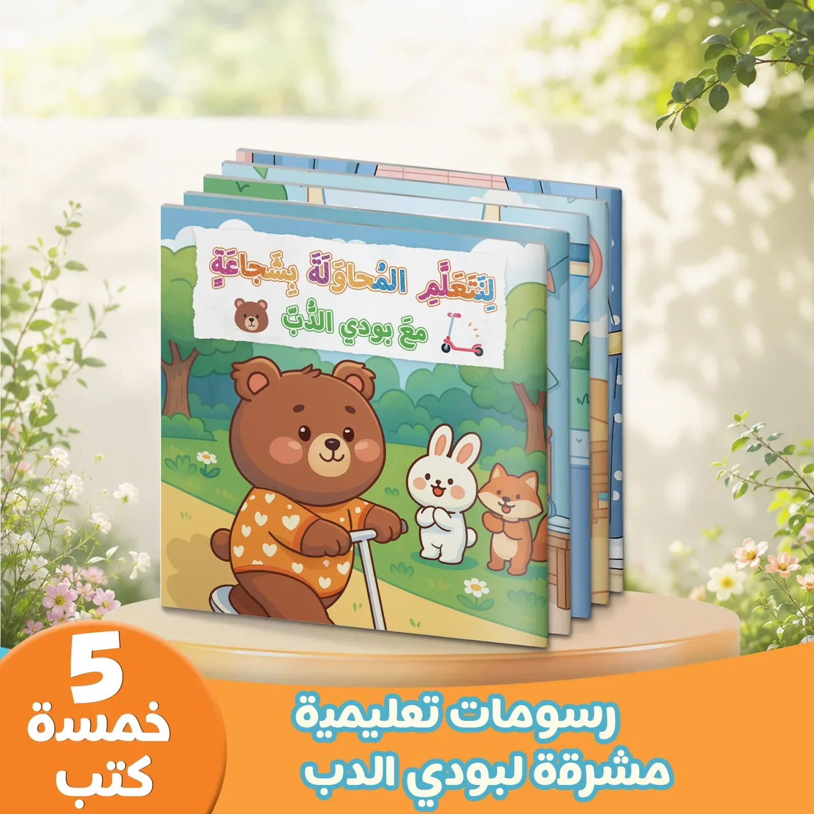5-Book Arabic Children's Healthy Habits Story Set: Boudi Bear Picture Books About Brushing Teeth, Getting Dressed, Safety