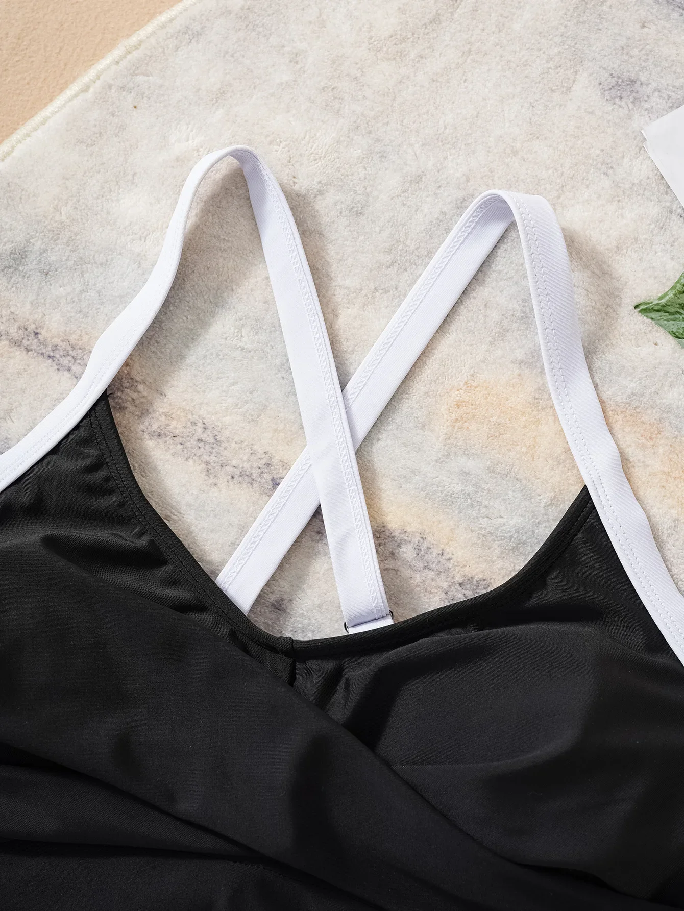 Vintage Drawstring Side High Waist Bikini Swimwear Women Black Patchwork Cross Push Up Bandage Cross Bathing Suit Swimsuit 2025