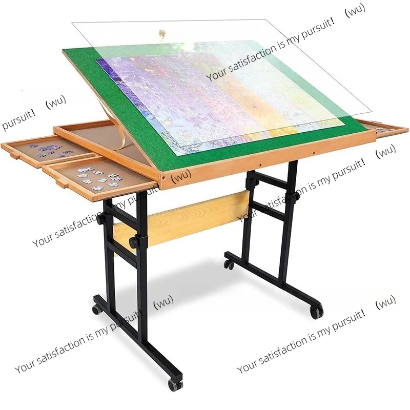 

Wooden Adjustable Puzzle Table Sliding Drawer Sortable