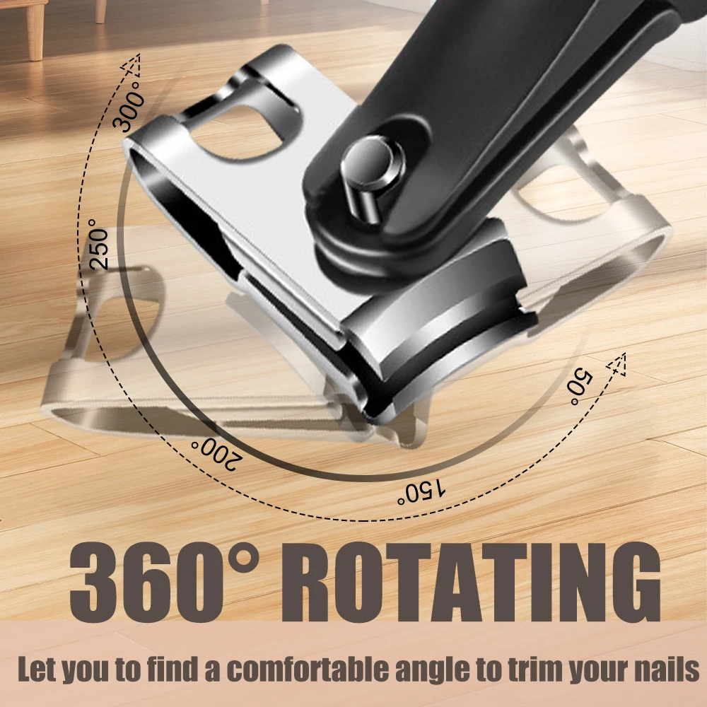 Cortador giratório de unhas e pés, 360 graus, com alça longa, ultra afiado, resistente, cortador de unhas de dedo grande para unhas grossas