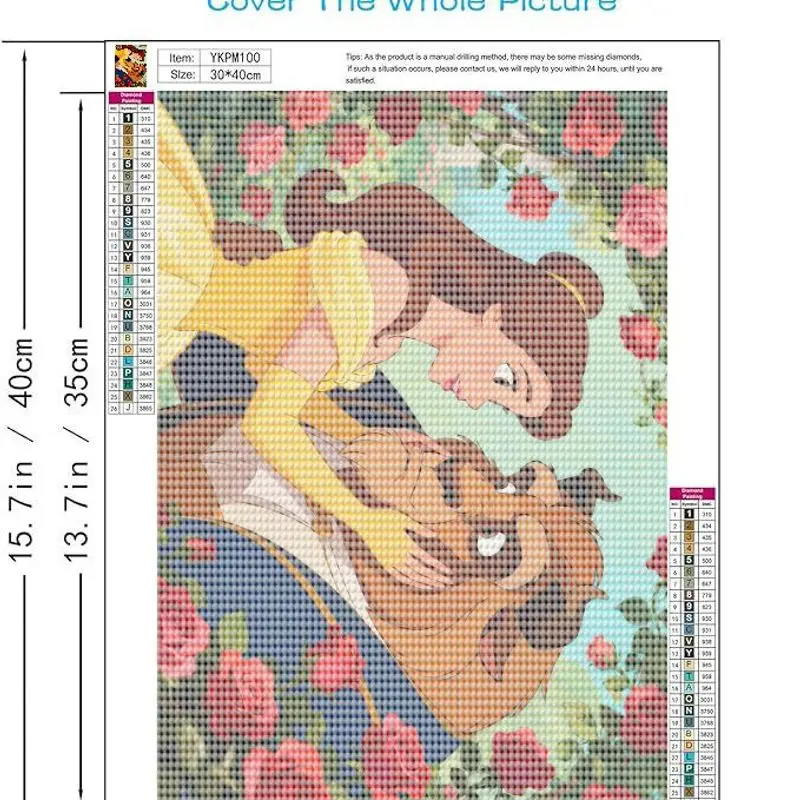 1 шт., комплект алмазной живописи «Принцесса Диснея Белль и чудовище» 5D «сделай сам», романтическая сказочная пара, кристаллы и стразы, вышивка