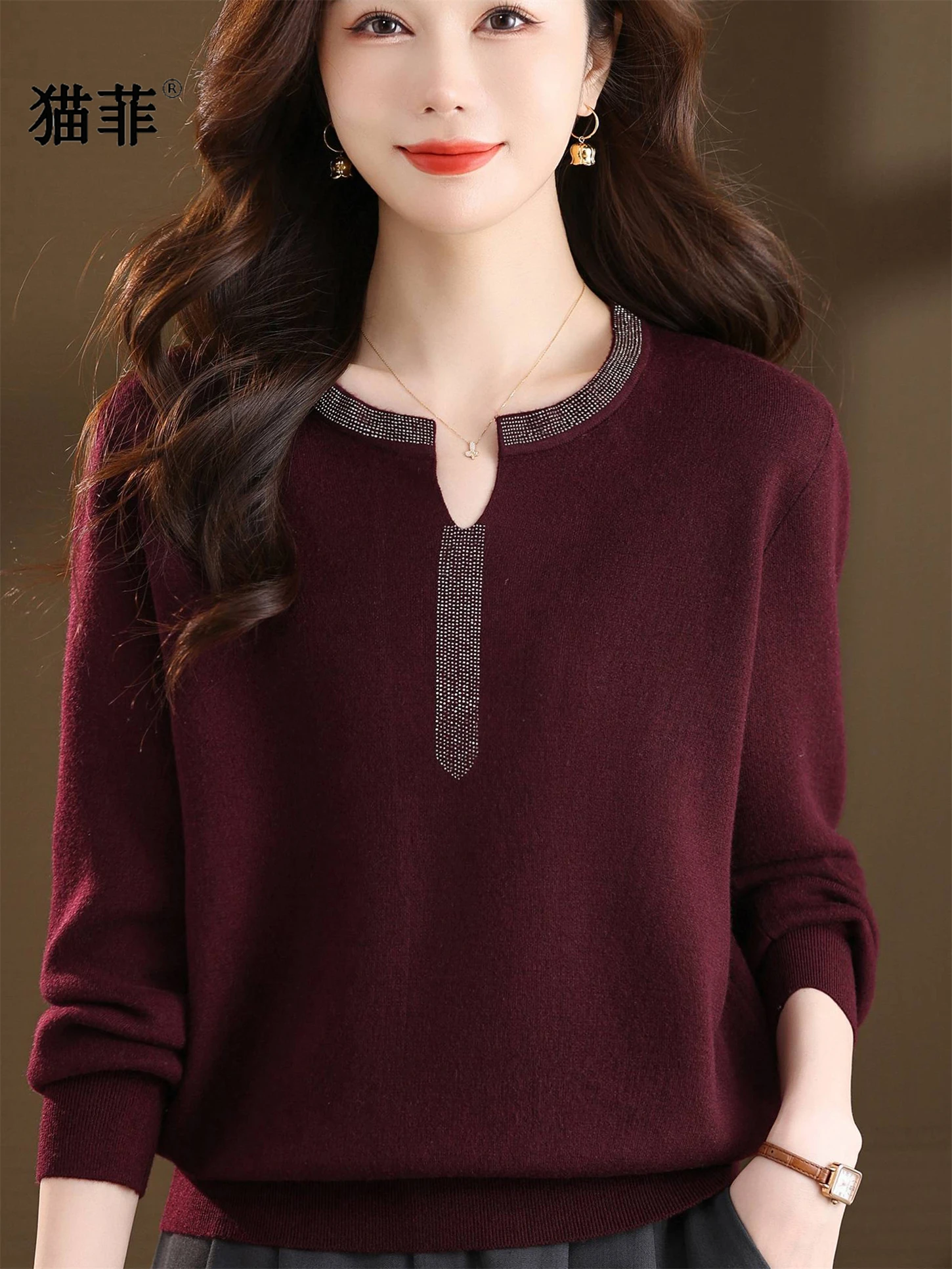 

Faionable круглый трикотаж Ne, свободный базовый слой, топ для молодых мам среднего возраста и женщин, теплый, удобный, повседневный...