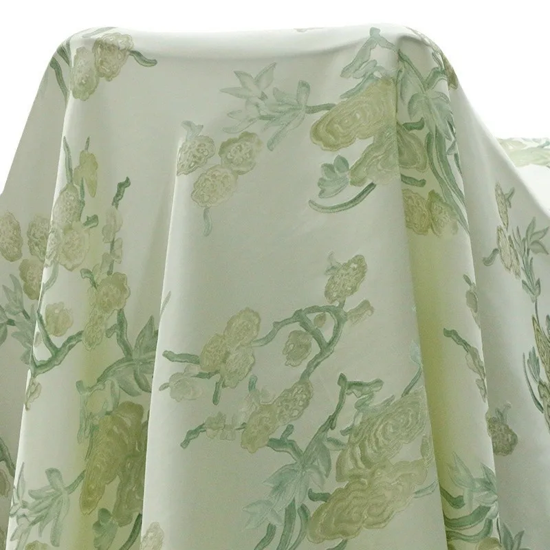 Printed entwined floral silk jacquard fabric for cheongsam shirt and dress clothing