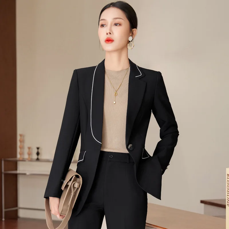 Blazer beige imbibé pour femme, pantalon ou jupe pour femme, tenue de travail formelle, manteau décontracté élégant, robe de Rh, tenue de bureau ou d'affaires, printemps