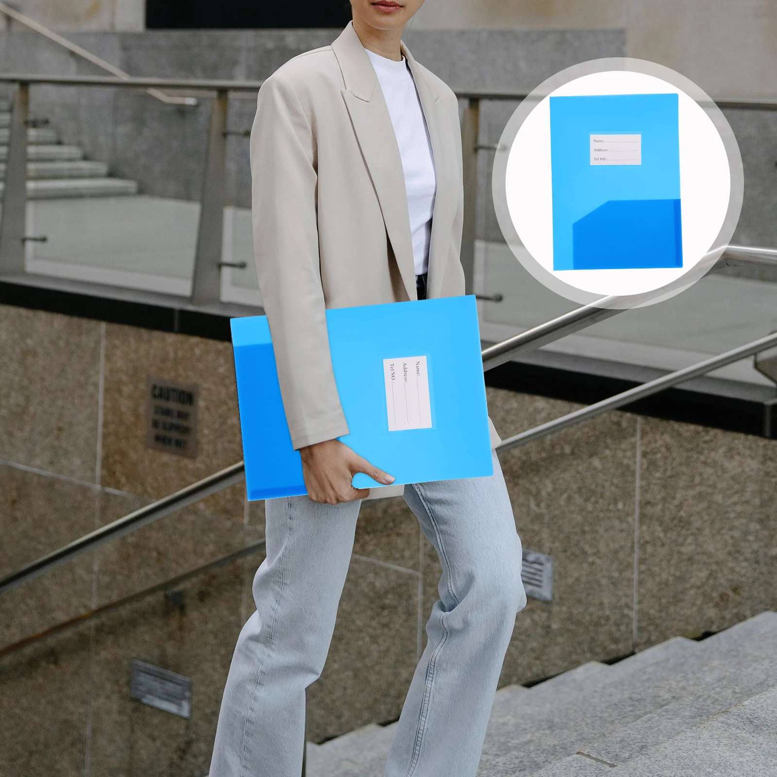 

2Pcs Document Folder Plastic File Folder Office Paper File Organizer Office Supply Folders with Pockets