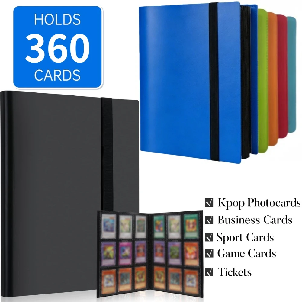 Card Binder 9-Pockets Trading Card Collector Holder Kpop Idol Photo Albums Portable Storage Case for TCG & Sports Game Cards