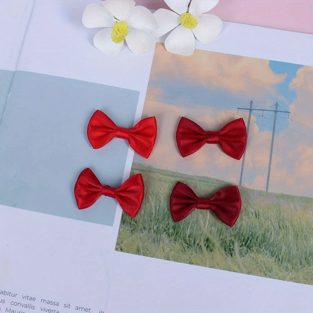 100pcs Assorted Mini Satin Ribbon Bows, Polyester Bow Ties for Crafts & Sewing Projects Fashion DIY Apparel Accessories