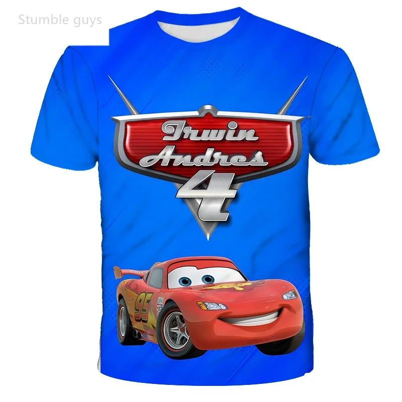 Summer Kids Cars Theme Tee Lightning McQueen Print Short Sleeve Soft Cartton Comfortable Casual Tops