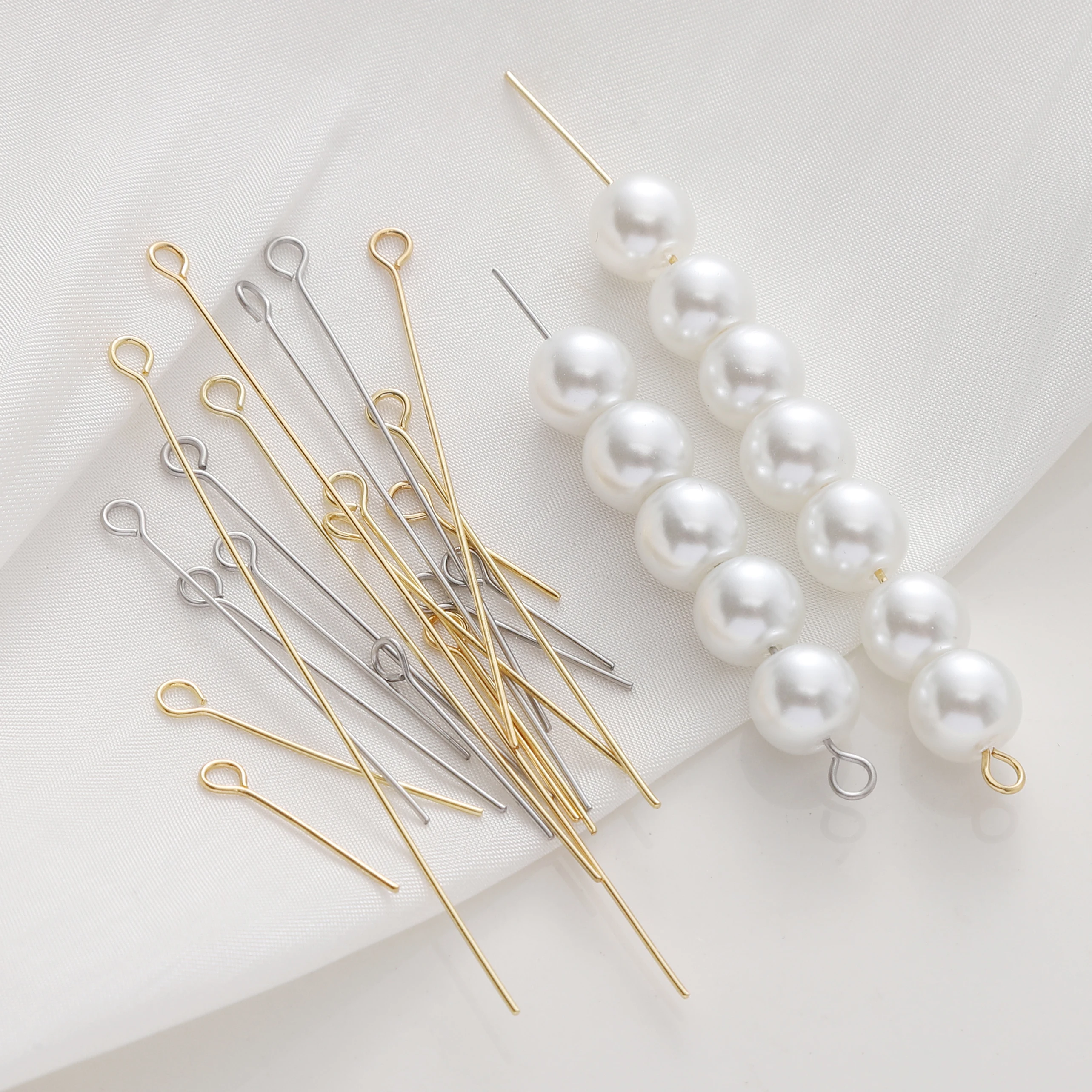 50/100Pcs 15-70mm Stainless Steel Material Nine Character Needles Eye Pins For Bracelets Necklaces Earrings DIY Jewelry Making